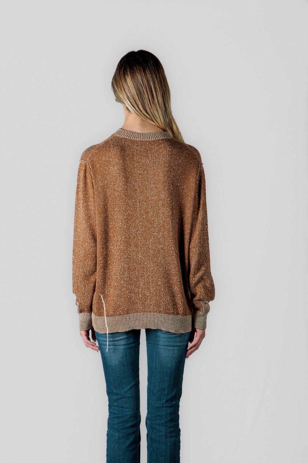 Crewneck sweater - brown vanisé knitting