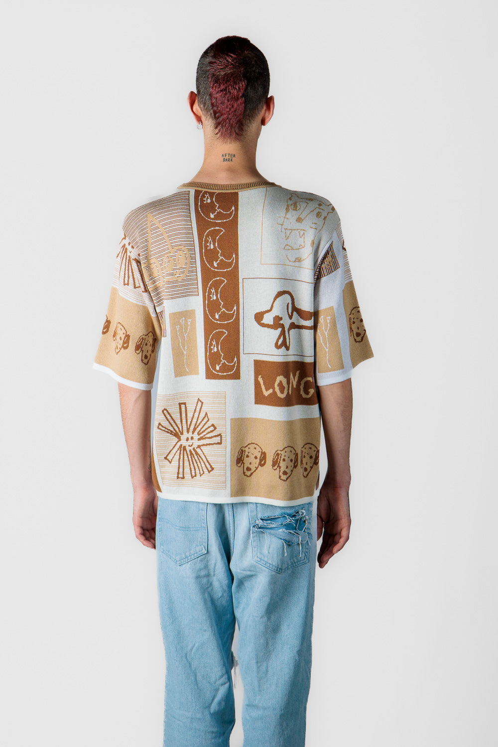 Jacquard knitted tshirt - brown