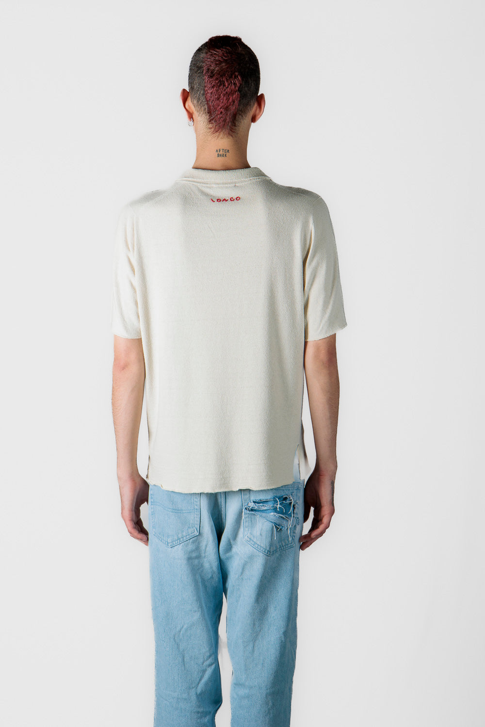 Silk polo shirt with embroidery