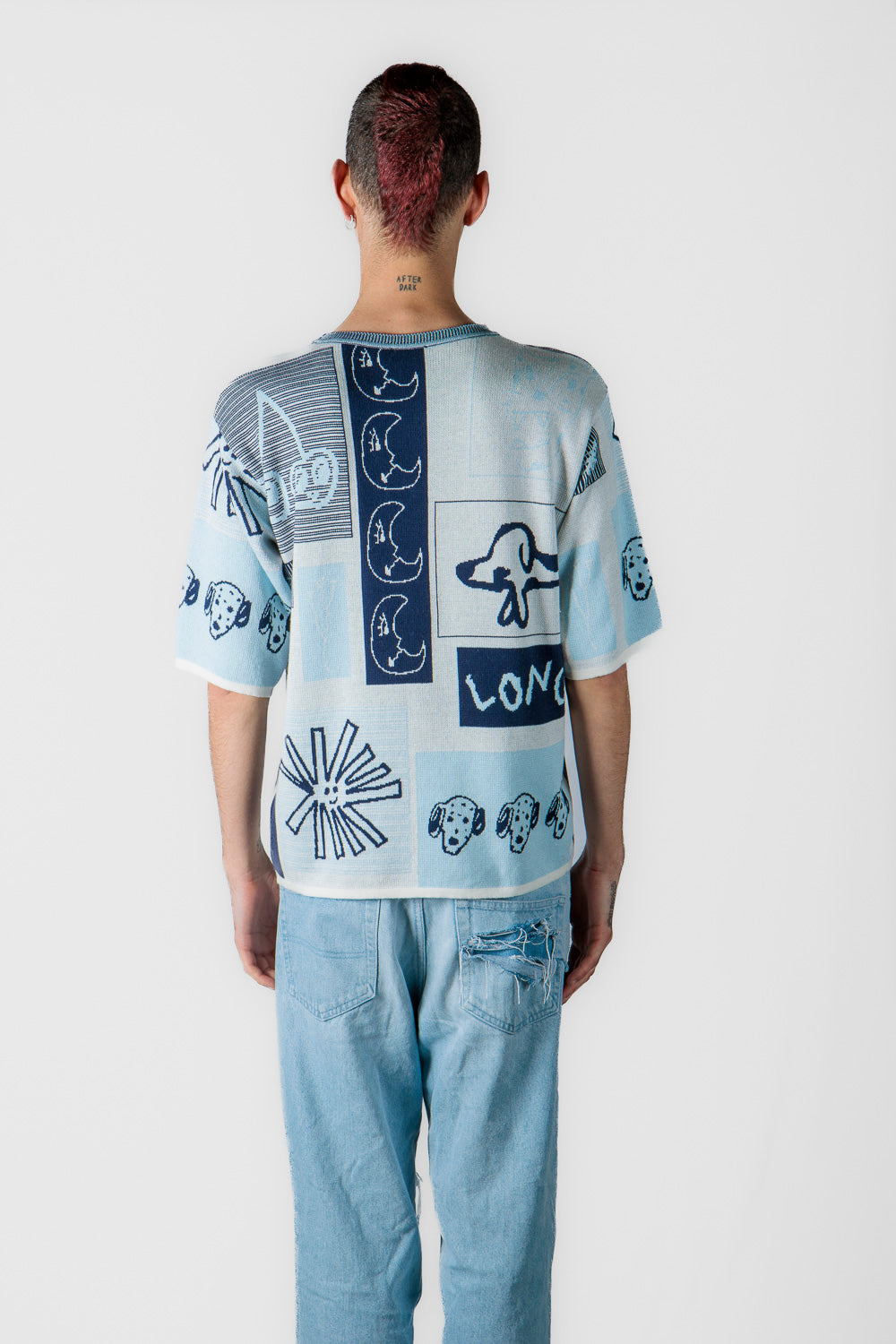 Jacquard knitted tshirt - blue