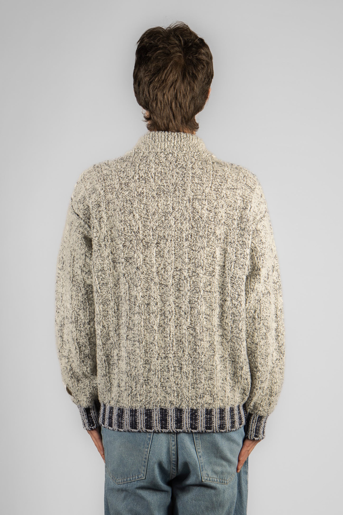 Man's knitted cardigan jacket - Grey & Blue