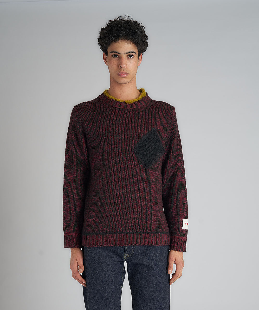 Man's Vanisè Knitted Crewneck Sweater w/pocket and contrast