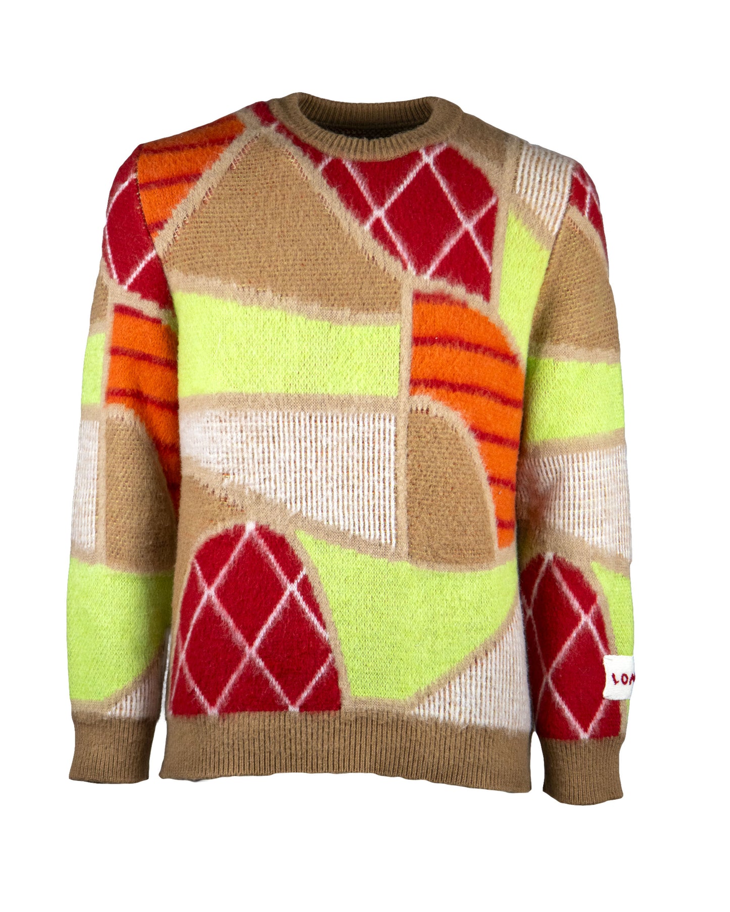 Man's Jacquard Knitted Crewneck Sweater - Patch design