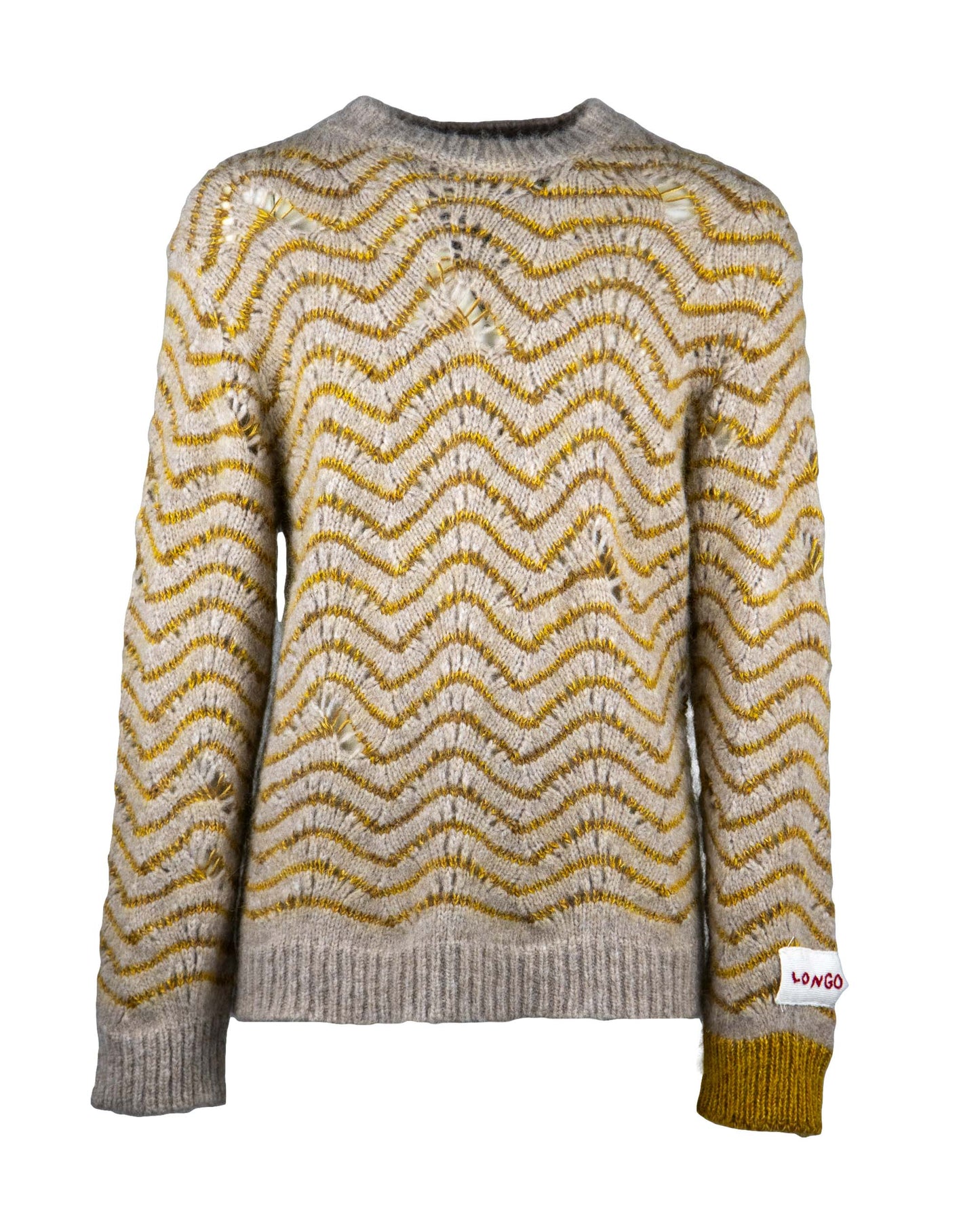 Man's Jacquard "wave" Knitted Crewneck Sweater