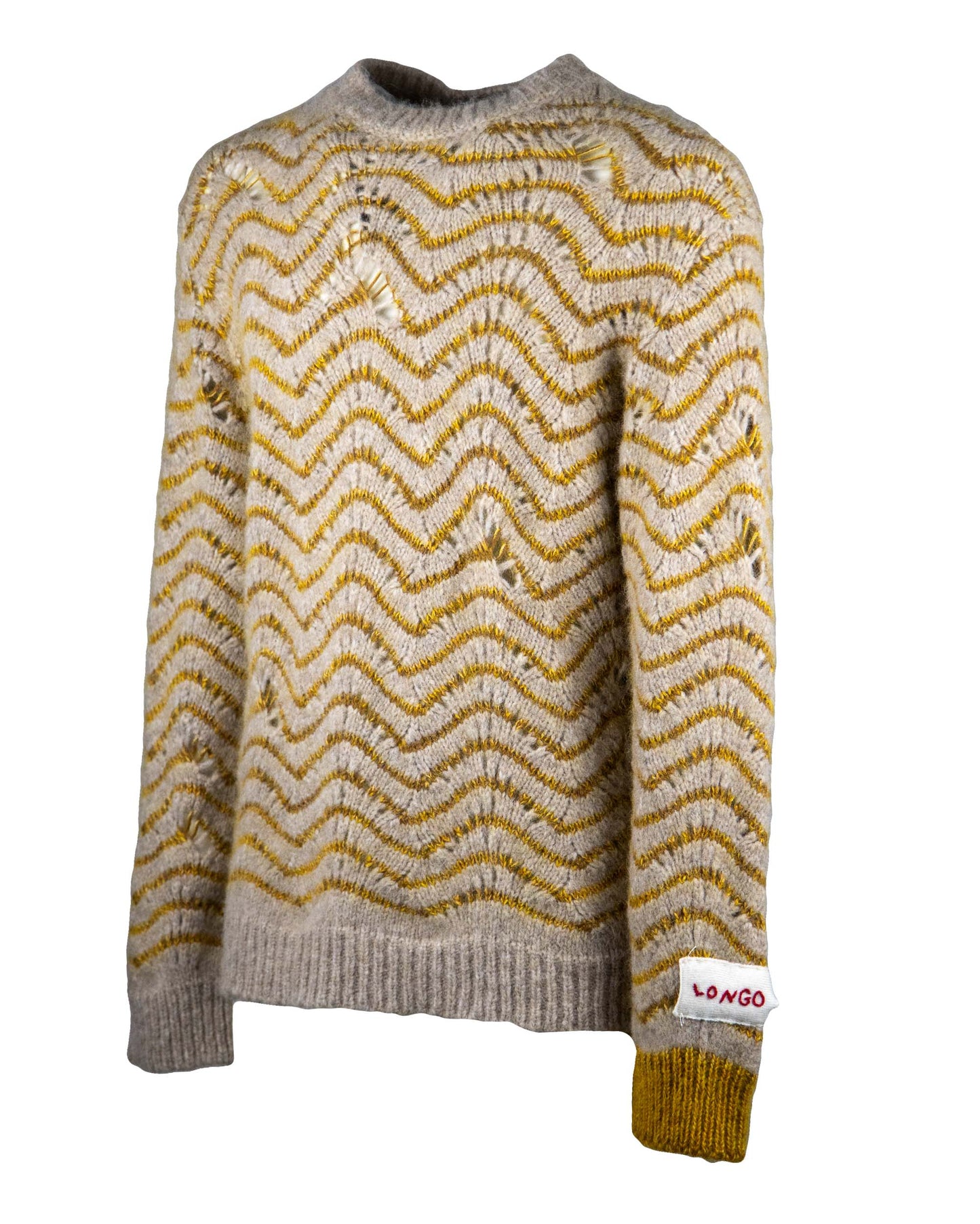 Man's Jacquard "wave" Knitted Crewneck Sweater