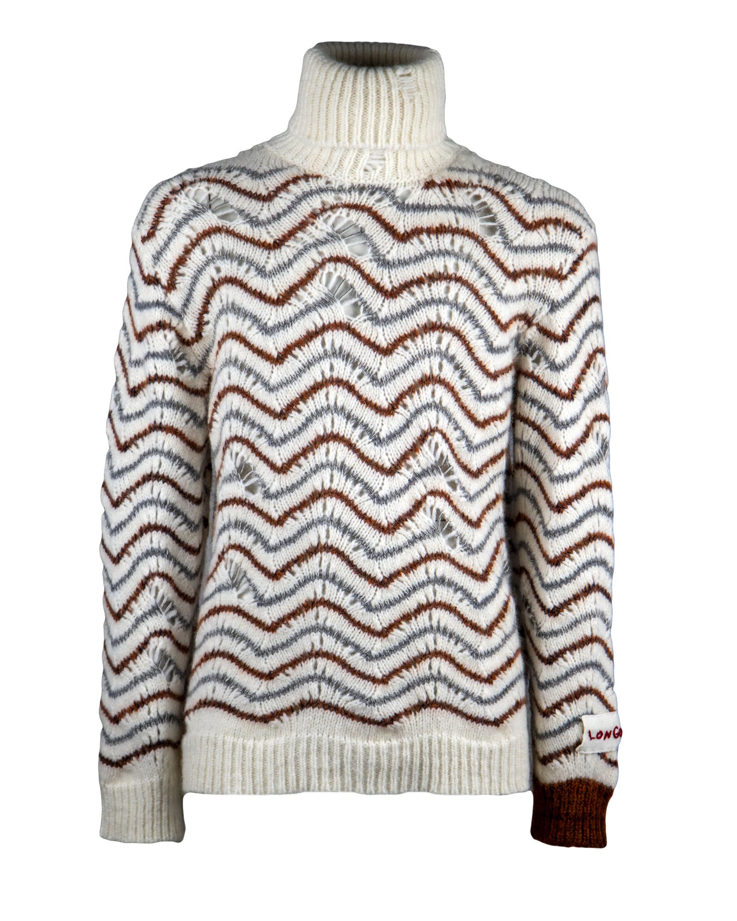 No-Gender Jacquard 'wave' Knitted Turtleneck Sweater