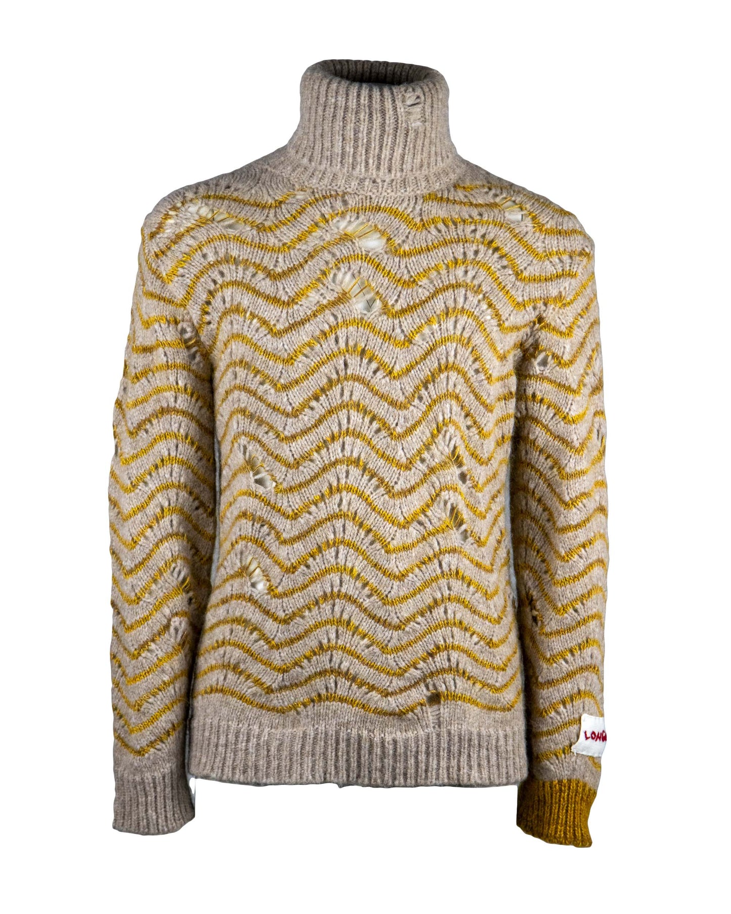 No-Gender Jacquard 'wave' Knitted Turtleneck Sweater