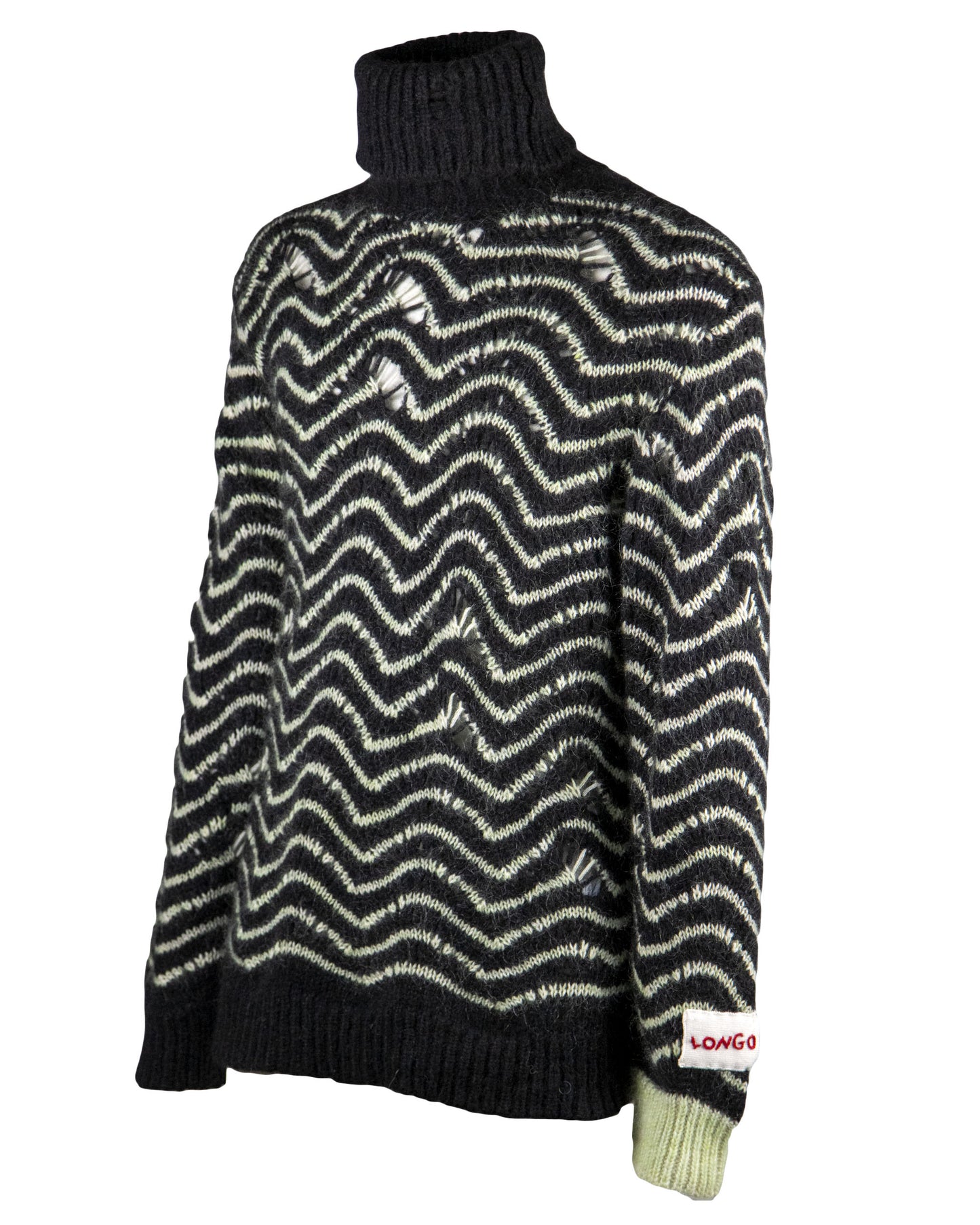 No-Gender Jacquard "wave" Knitted Turtleneck Sweater