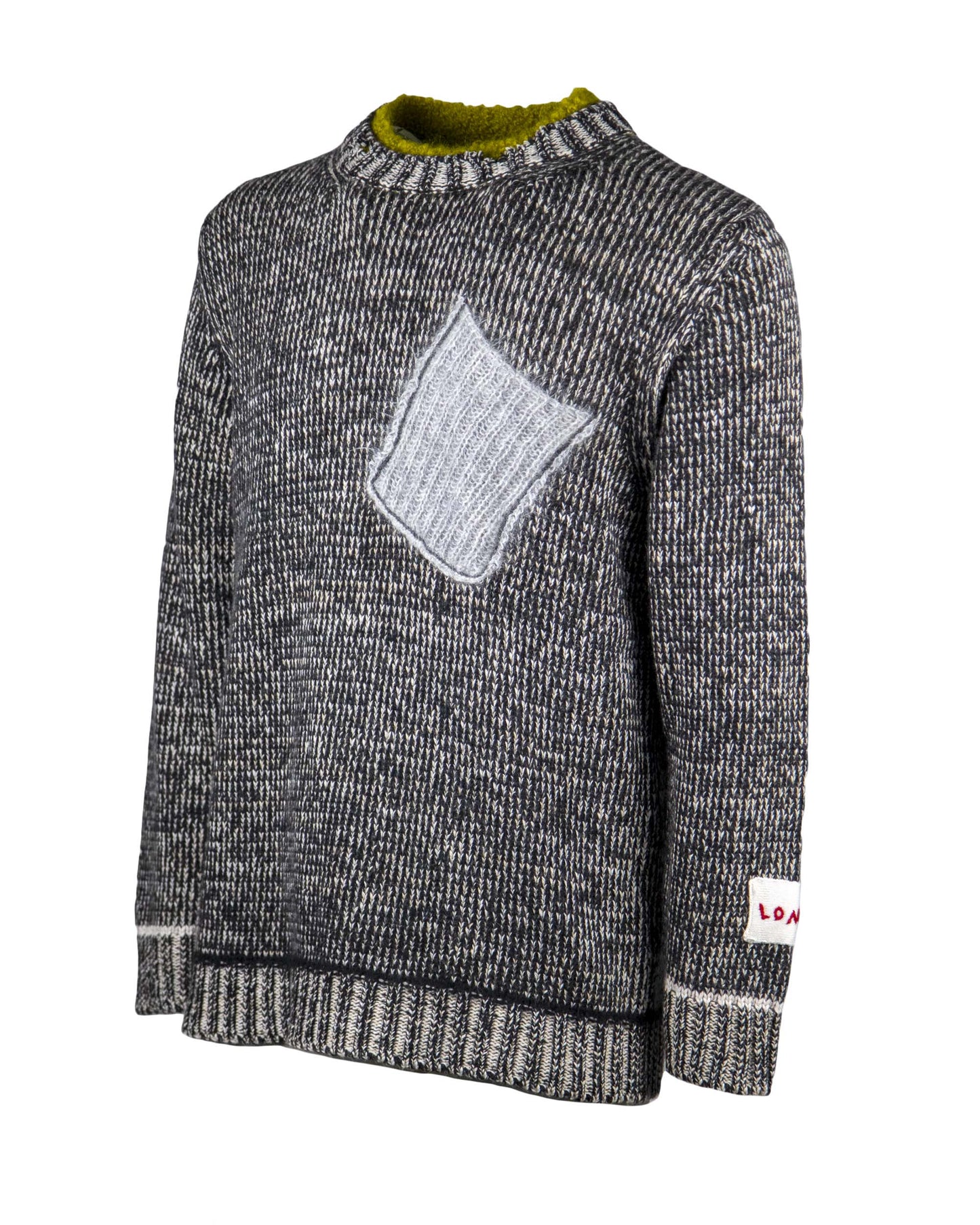 Man's Vnisè Knitted Crewneck Sweater w/pocket and contrast