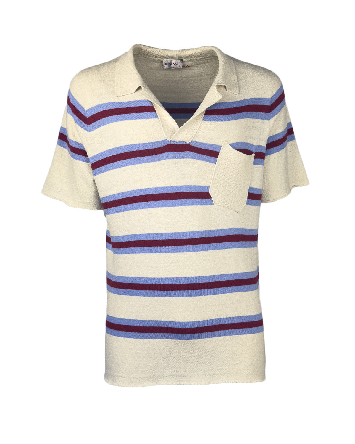 Man's Plain Knitted Polo Short Sleeve w/ Pocket and Stipes