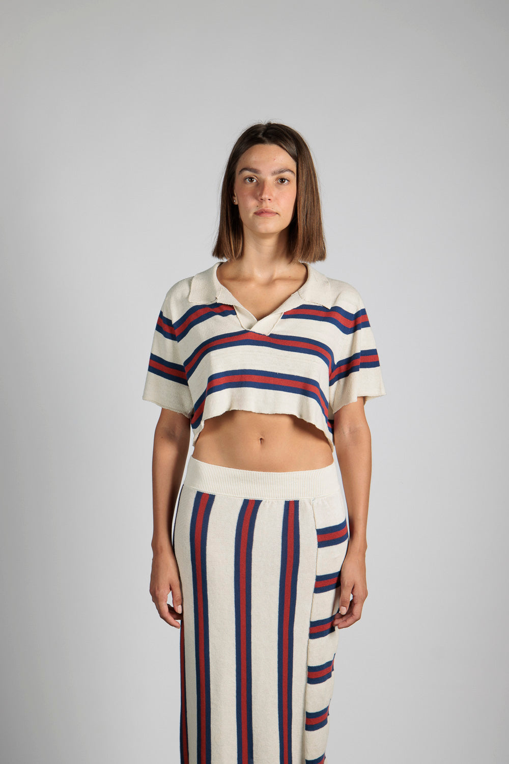 Ladies' Crop Polo w/Stripes