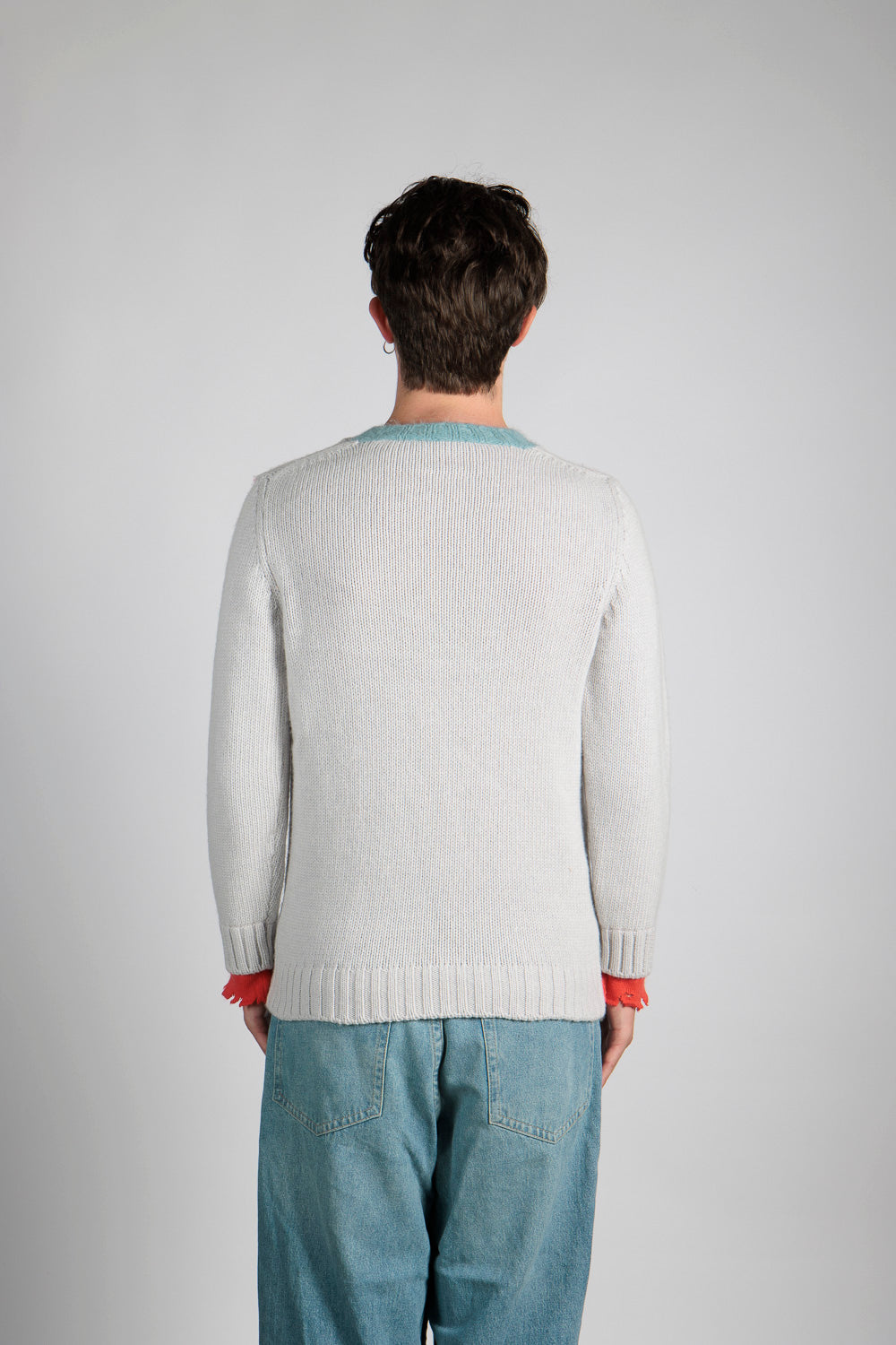 Crewneck sweater with pocket and double wirst