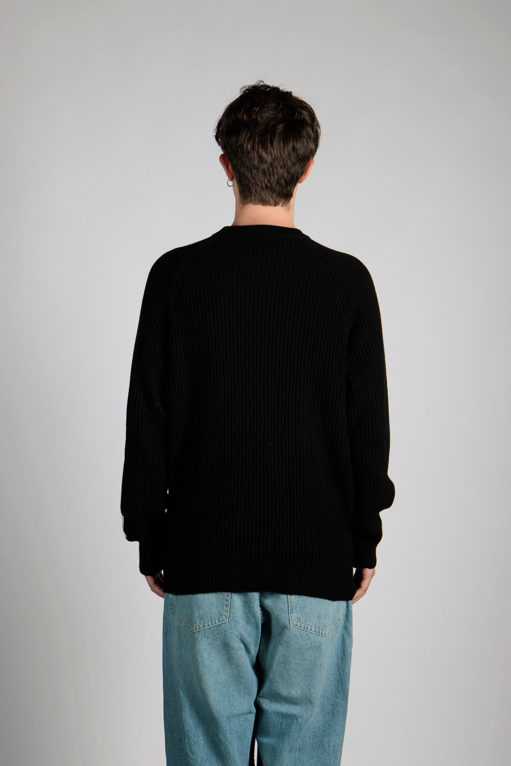 Man's fisherman's rib crewneck 100% cashmere