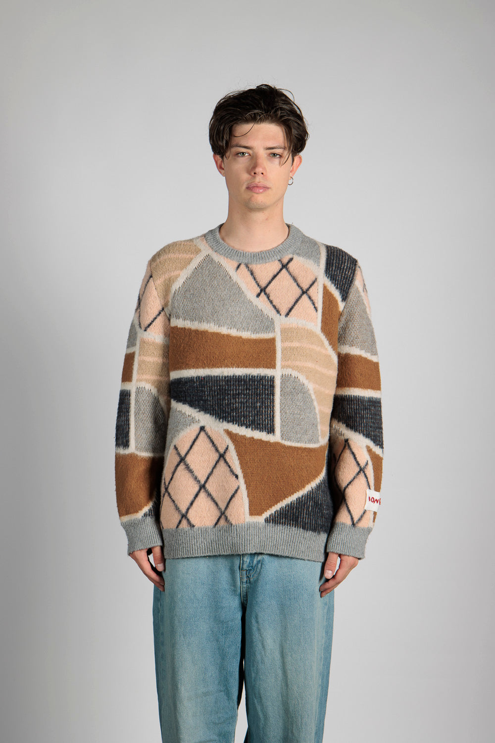 Man's Jacquard Crewneck Sweater - Patch design