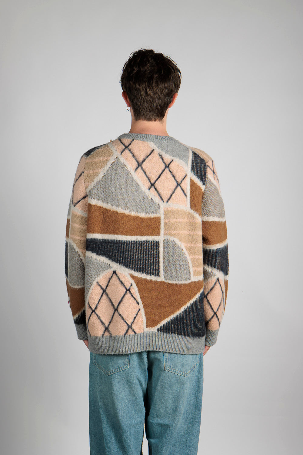 Man's Jacquard Crewneck Sweater - Patch design