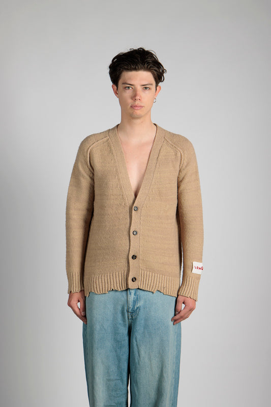 No-Gender V-Neck Cardigan w/set-in slvs