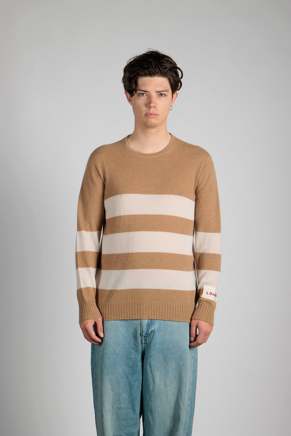 Crewneck sweater w/stripes