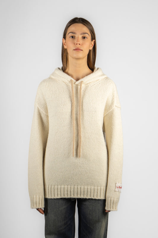 Woman's plain knitted hoodie